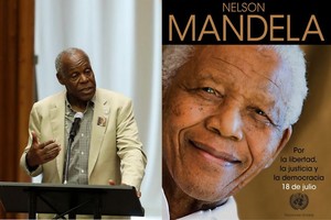 美國演員、聯合國兒童基金會親善大使丹尼‧格洛弗在曼德拉國際日紀念活動上講話。(圖源：聯合國)