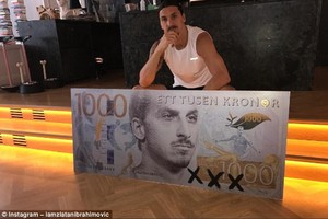 伊布戲傳有自己頭像的瑞典克朗紙幣。（資料圖源：互聯網）