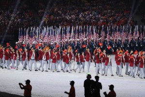 越南體育代表團在開幕儀式上遊行。（圖源：互聯網）