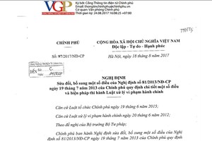 圖為第97/2017/NĐ-CP號《議定》的第1頁。（圖源：VGP）