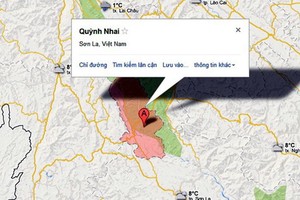 圖為山羅省瓊涯縣和奠邊省朵佐縣交界處發生地震的位置。（圖源：谷歌地圖）