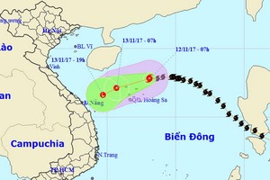 13 號颱風逼近黃沙群島。（圖源：中央水文氣象預報中心）