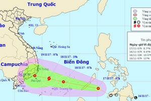 圖為熱帶低氣壓的移動方向。（圖源：中央水文氣象預報中心）