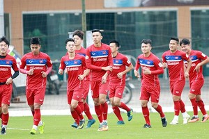 國家選手隊在訓練中。