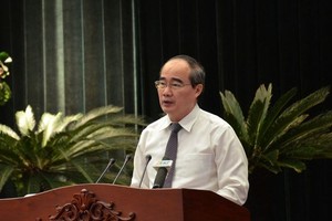 市委書記阮善仁在第十屆市黨部執委會第十五次會議致閉幕詞。