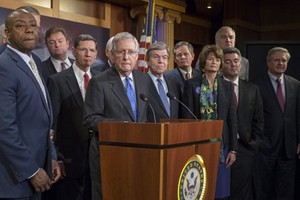 參議院共和黨領袖麥康奈爾在新聞發佈會上。（圖源：AFP）