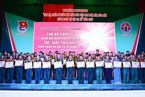 圖為2017年“越南人民軍年輕、優秀、模範，不愧為胡伯伯部隊幹部、戰士”58模範表彰儀式。（圖源：熊科）