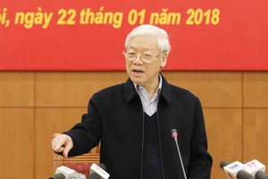 黨中央總書記、中央肅貪指委會主任阮富仲主持會議。（圖源：越通社）