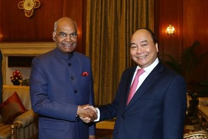 政府總理阮春福會見印度總統拉姆。（圖源：越通社）