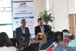 越南歐洲商會(EuroCham)代表人在新聞發佈會上公佈了越南經營環境指數(BCI)考察報告。
