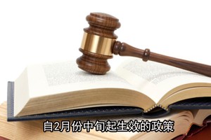 自2月份中旬起生效的政策。（示意圖源：互聯網）