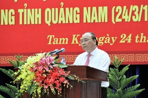 政府總理阮春福在會上致詞。（圖源：藍芳）