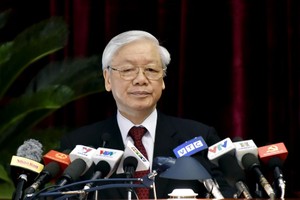 阮富仲總書記在會議上致詞。（圖源：日北）