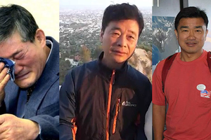  獲朝鮮釋放的3名美國公民Kim Dong-chul(左一)、Kim Hak-song(中)和Tony Kim。（圖源：互聯網）