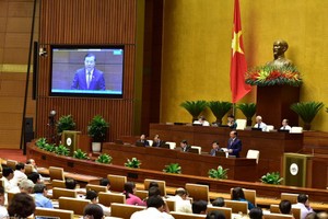 財政部長丁進勇在會議上發言。（圖源：日北）