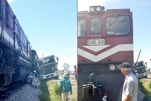 槽車與列車相撞現場。（圖源：X.Bảy）