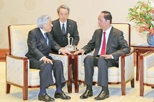 國家主席陳大光會見日皇明仁。（圖源：顏創）