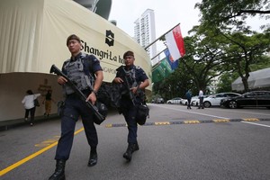香格里拉大酒店在“特金會”期間被加強保安。（圖源：路透社）