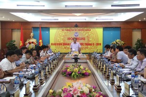 張明俊部長（中）主持會議並發表講話。