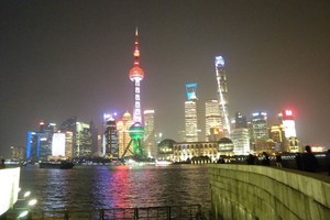 上海浦東夜景一隅。