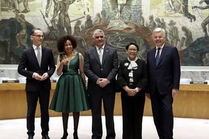 聯合國大會選舉德國、南非、多米尼加共和國、印度尼西亞和比利時(從左至右)5國為2019年和2020年安理會非常任理事國。（圖源：新華網）