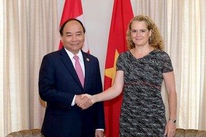 政府總理阮春福與加拿大總督朱莉‧帕耶特會晤。（圖源：VOV）