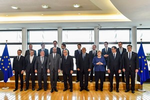 當地時間2018年6月24日，比利時布魯塞爾，歐盟16個成員國領導人參加在當地舉行的移民問題非正式會議。（圖源：AFP）