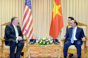 阮春福總理接見美國務卿蓬佩奧。（圖源：光孝）