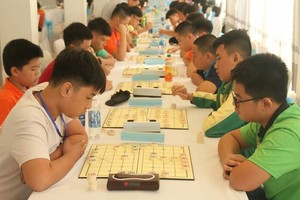 象棋比賽賽場一隅。