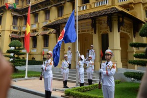 升旗儀式一隅。（圖源：VOV）