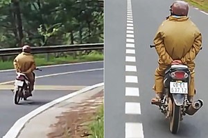 放雙手下坡的騎士。（圖源：視頻截圖）