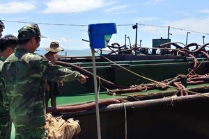 被查獲的兩艘非法開採和運輸沙駁船。（圖源：雙魚）