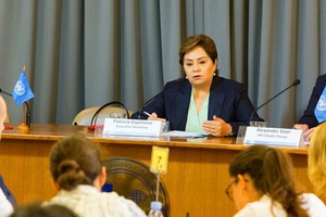 氣候變化曼谷大會閉幕。聯合國氣候變化框架公約執行秘書埃斯皮諾薩舉行了記者會。（圖源：聯合國）