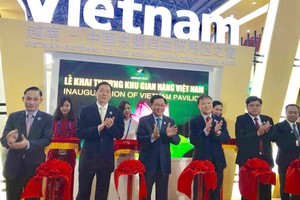 王廷惠副總理與廣西領導為越南館主持開幕剪綵。