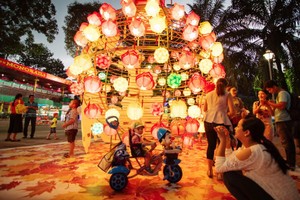 蓮潭公園花燈街景緻。