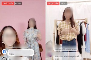 一名女模特兒直播推介服裝。
