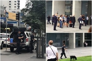 警員嚴陣以待（左、右下圖），疏散大批市民（右上圖）。（圖源：互聯網）