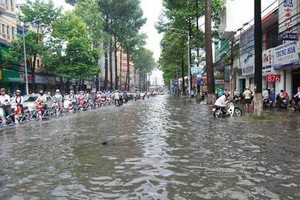 至2100年，當海水上漲1米時，本市將有約17%面積受淹；市郊各郡縣將受到嚴重水淹。（示意圖源：互聯網）