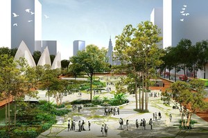 年底上呈守添廣場項目。圖為守添廣場透視效果圖。（圖源：銀江）