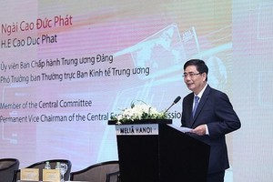 中央經濟部常務副部長高德發在研討會上發言。（圖源：瓊娥）