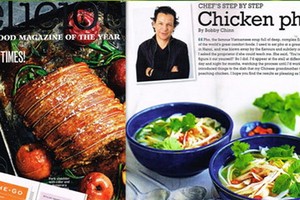名廚鮑比‧秦在美食雜誌上推介越南牛肉粉和 傳授烹煮方法。