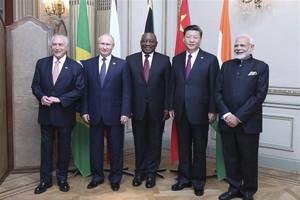 金磚國家領導人非正式會晤。（圖源：新華社））