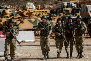 駐土敘邊境的土耳其部隊。（圖源：AFP）