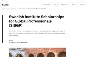 圖為瑞典研究院公佈的全球專業人員獎學金。（圖源：網站截圖）
