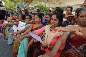 印度女性抗議性別不平等組成的「人牆」長約620公里。（圖源：互聯網）