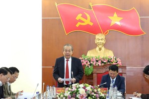 張和平副總理在會議上發表講話。（圖源：黎山）