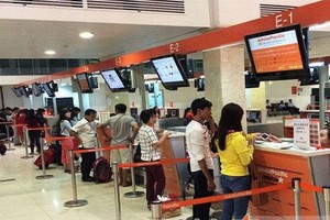 圖為新山一機場Jetstar Pacific的登機手續辦理處一瞥。（圖源：互聯網）