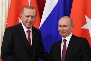 俄羅斯總統普京（右）8日與到訪的土耳其總統埃爾多安舉行會談。（圖源：anews.com.tr）