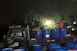 職能力量查獲用來歷不明的化學劑泡浸2噸蓮藕及蕉蕾。（圖源：范勇）