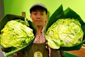 用香蕉葉包裹蔬菜。（圖源：玉顯）